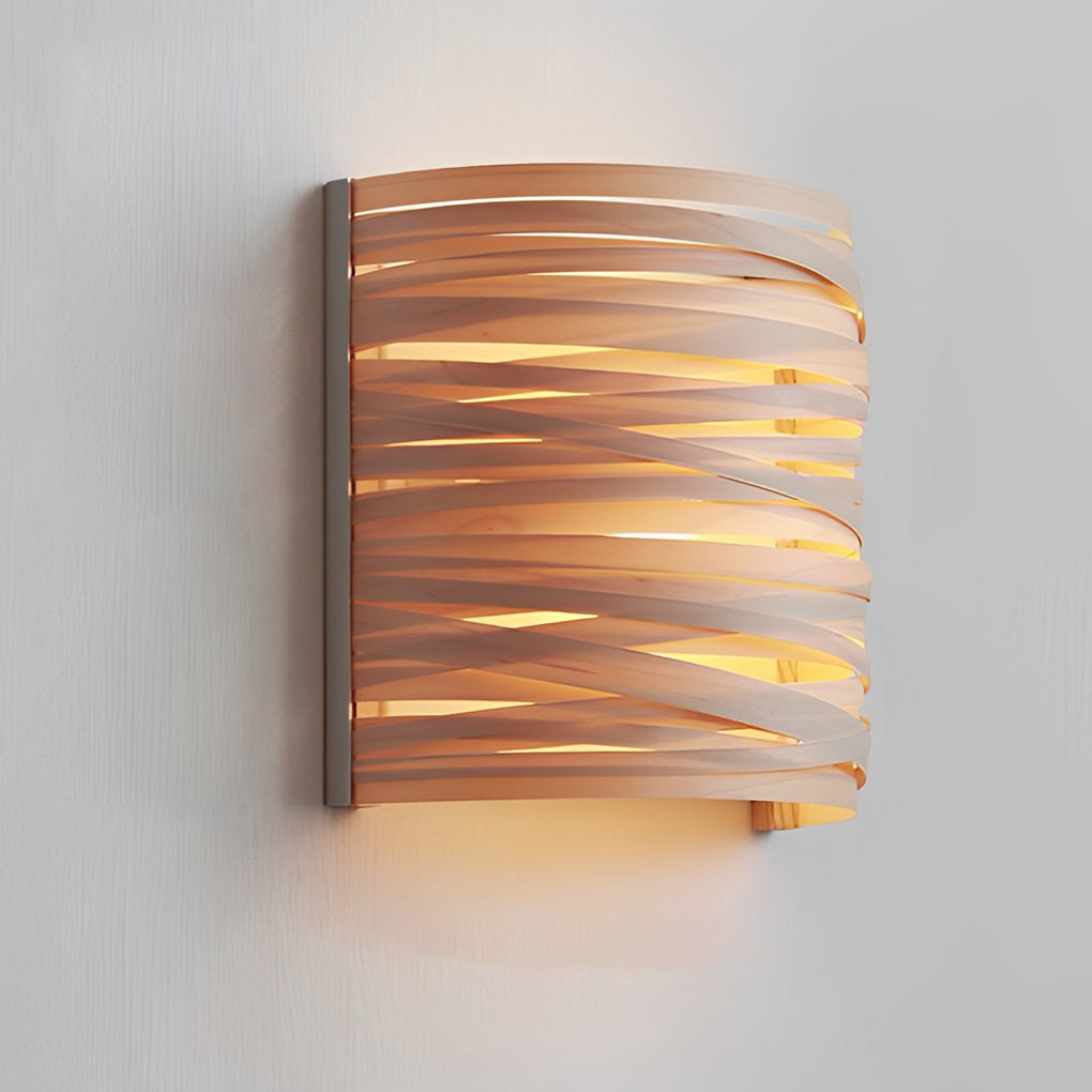 Handmade Semi-Cylindrical Wood Wall Sconce — Soft Ambient Light, Bedroom & Living
