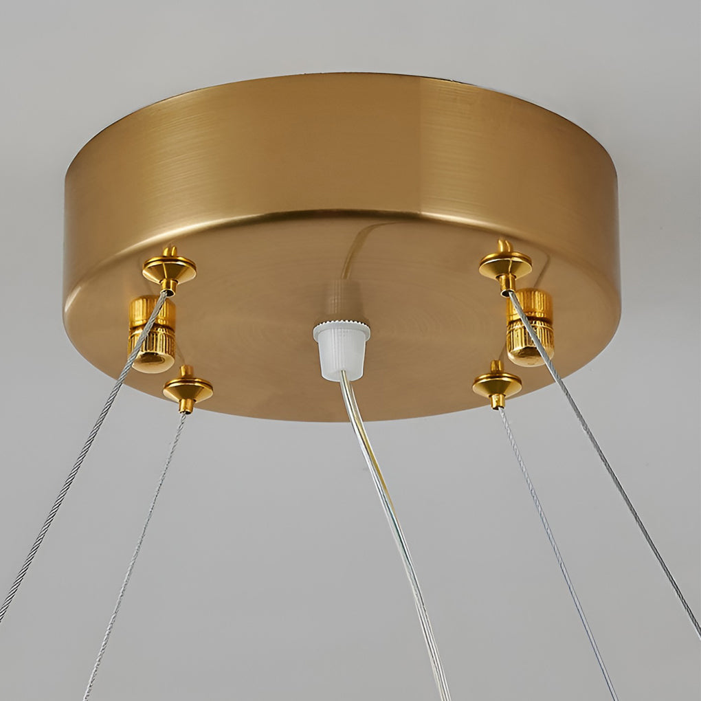 Round Crystal Chandelier — Electroplated Stainless Steel, Gold, LED 3-Step Dimming (3000K/4500K/6000K)
