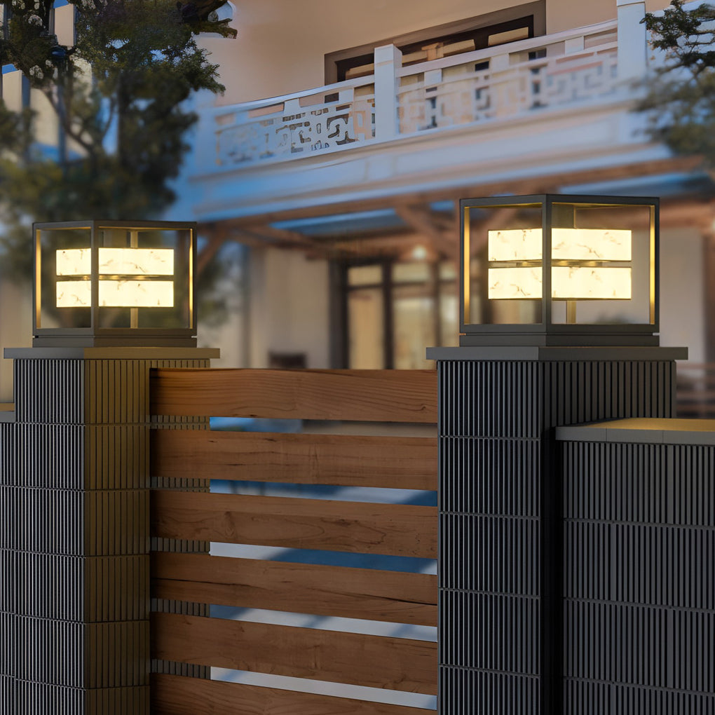 Modern Square Solar Deck Post Cap Light — Stainless Steel & PC, LED, IP65 Weatherproof, Warm White 3000K