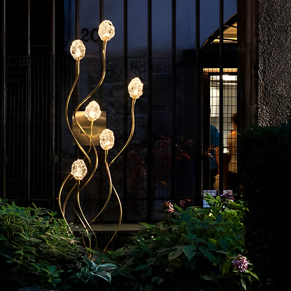 Flower Bud LED Lawn Light — Stainless Steel & Glass, Apple and Grape Designs, 10W, IP65, 24V Warm White (3000K)