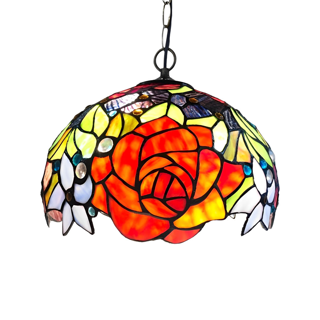 Baroque Mini Pendant Chandelier — Handmade Welded Colorful Glass, E27, 11.8" Diameter
