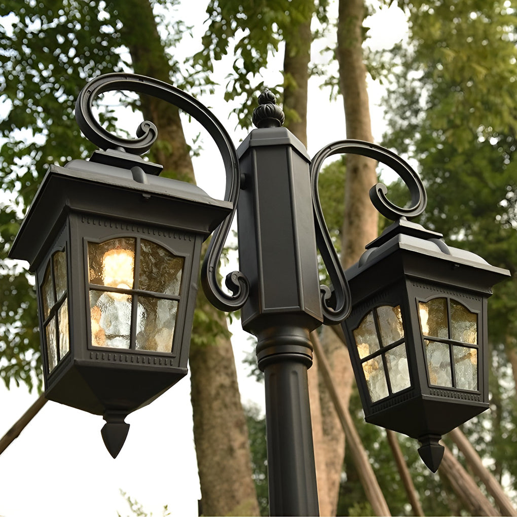 Black Outdoor Post Lights, Set of 2 — Aluminum & Glass, E27, 15W / 30W, 118" Tall, 3000K Warm White