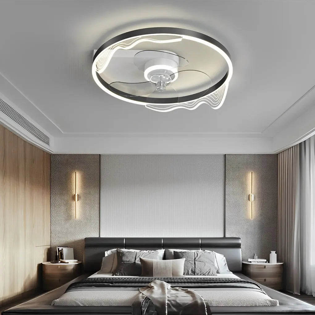 Modern Round Bladeless Ceiling Fan Lamp with Intelligent LED and Silent Operation Luxe