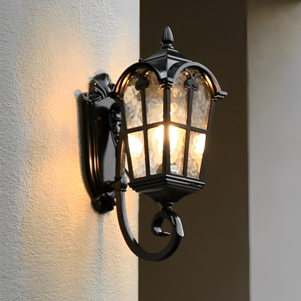 Vintage Outdoor Wall Sconce — Die-Cast Aluminum and Tempered Glass, Black, E27, Waterproof