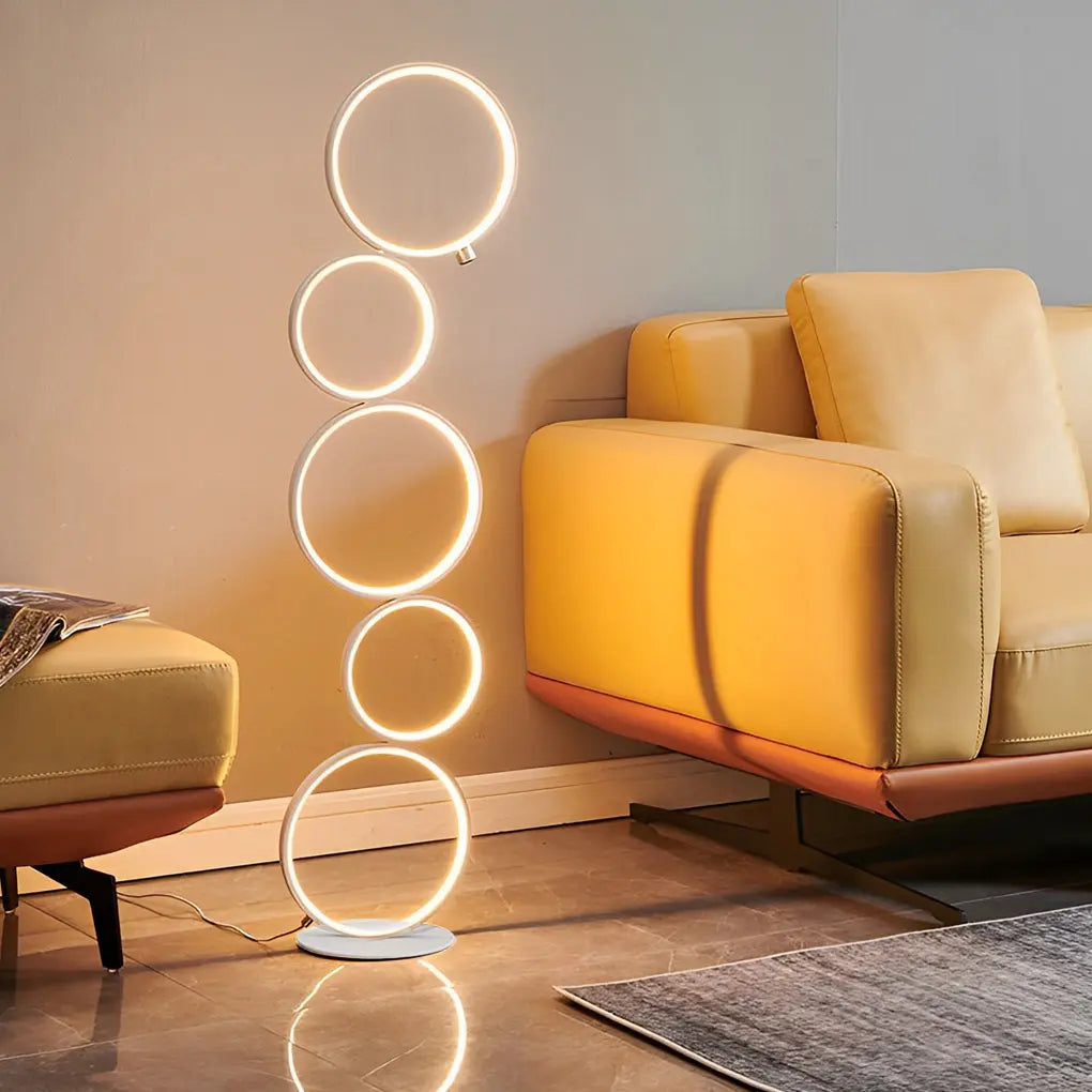 Contemporary 5-Circle LED Floor Lamp with Artistic Design Luxe