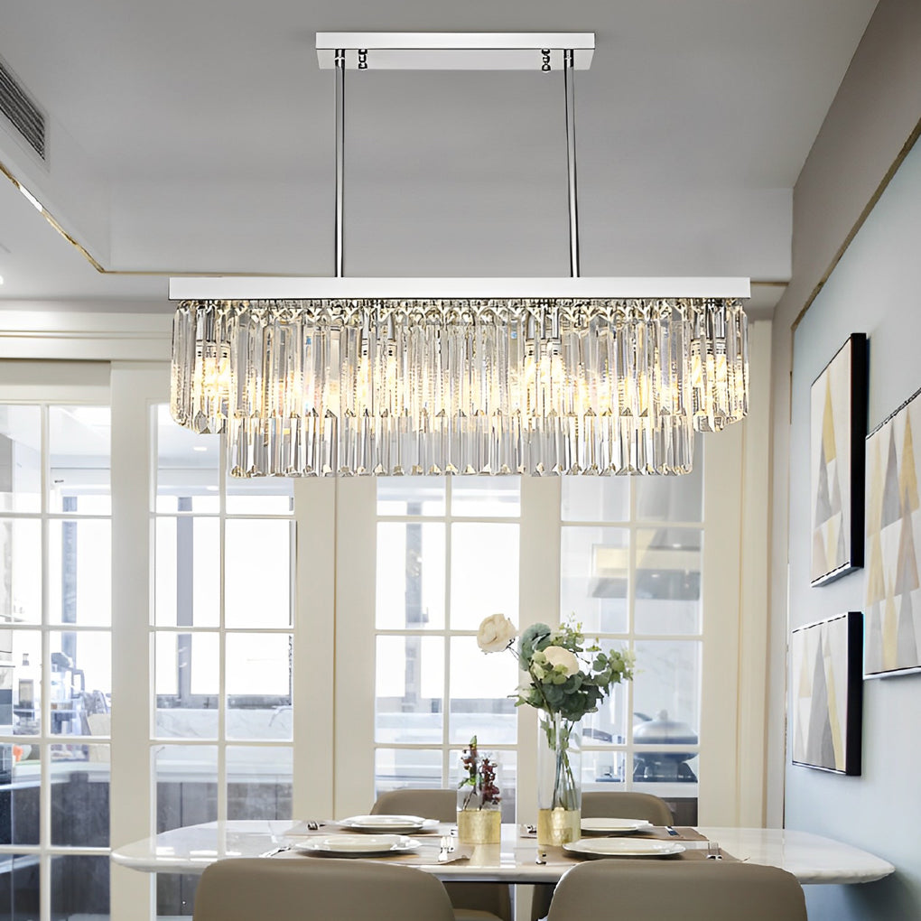 Rectangular Crystal Chandelier — Stainless Steel, 3-Step Dimming (3000K/4500K/6000K), LED E14, 31.5"–47.2"