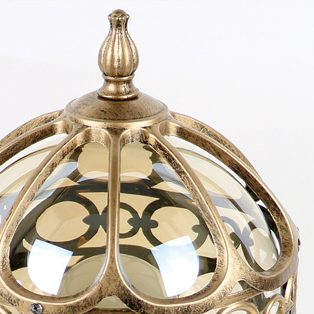 Round Ball Outdoor Pillar Light — Die-Cast Aluminum & Glass, LED E27, IP54 Weatherproof, Black or Bronze