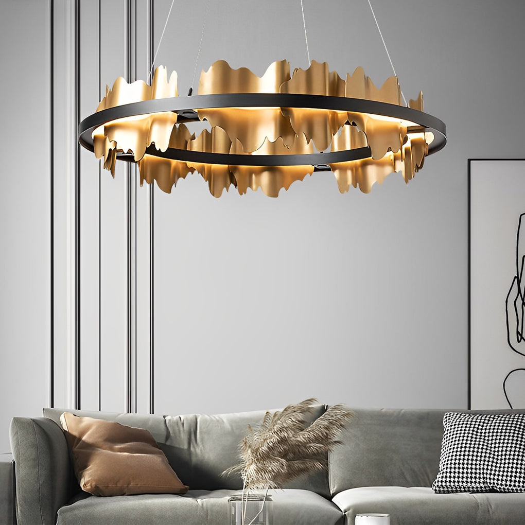 Postmodern Textured Metal Chandelier — Gold or Black, Stepless Dimming, 3000K–6000K, 24" or 31"