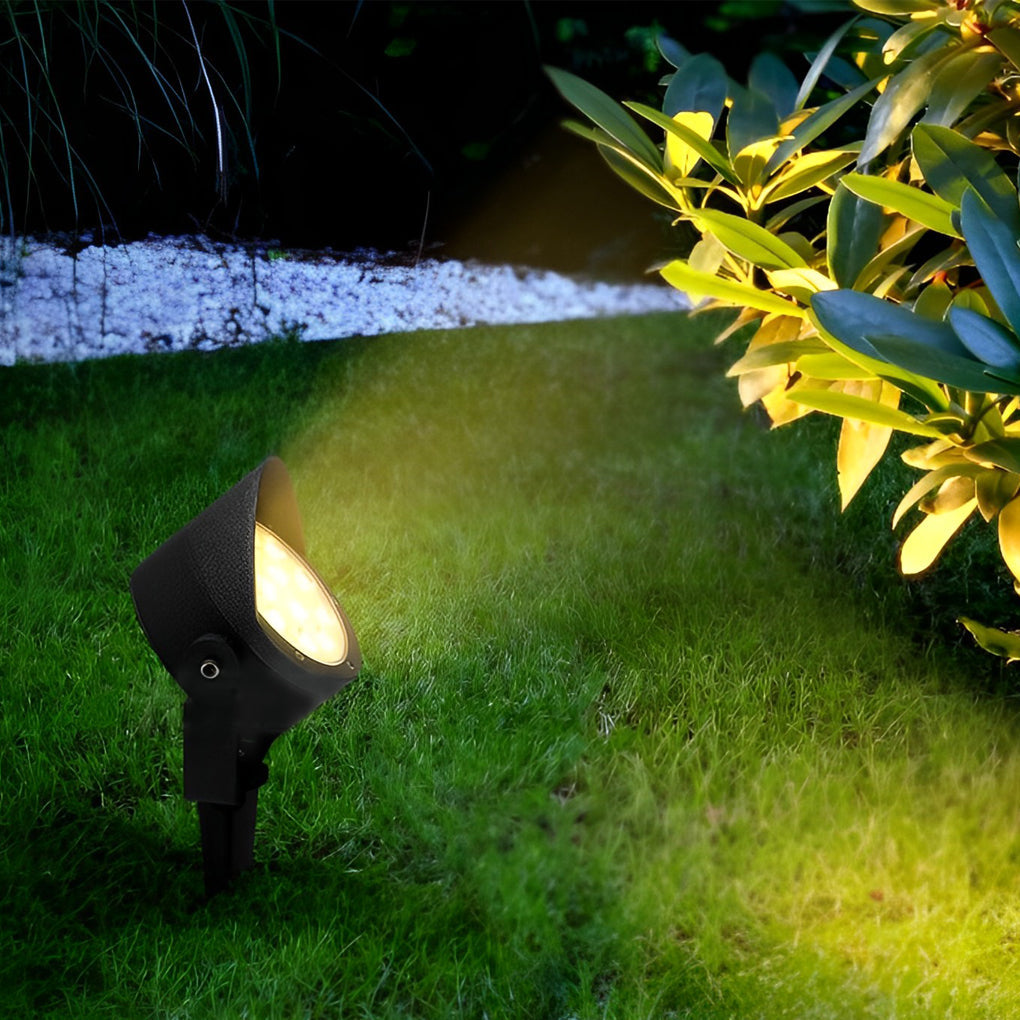 Modern Adjustable Waterproof Black LED Outdoor Spotlights with Anti-Slip Design