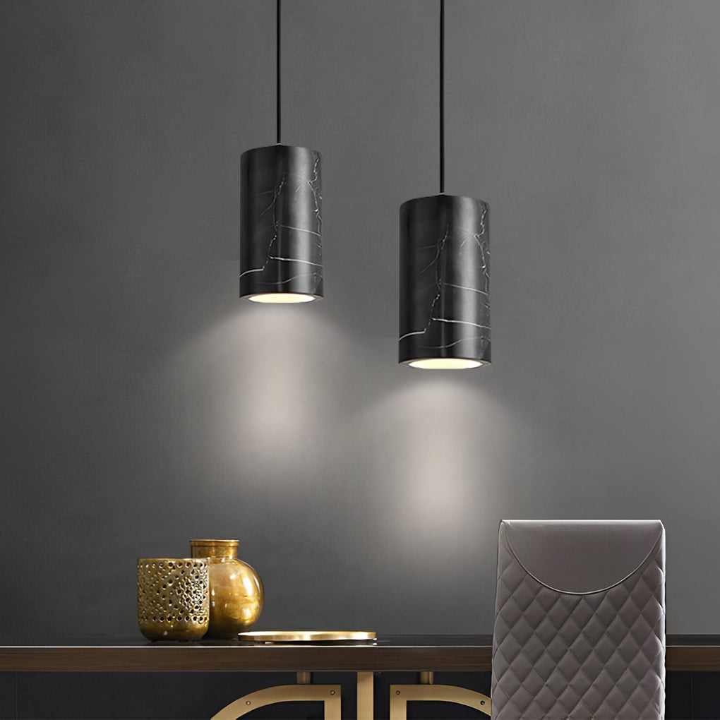 Minimalist Cylindrical Mini Pendant — Copper and Marble, E27, 3-Step Dimming (3000K/4500K/6000K), 67" Adjustable Cord