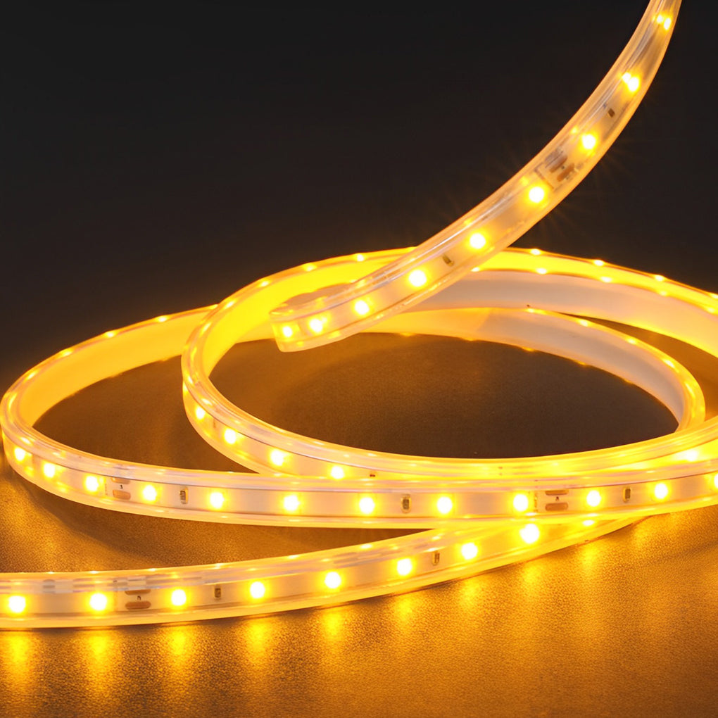 Solar LED Strip Light — PVC, Warm White, IP66 Weatherproof, Remote Control, 16–164 Ft