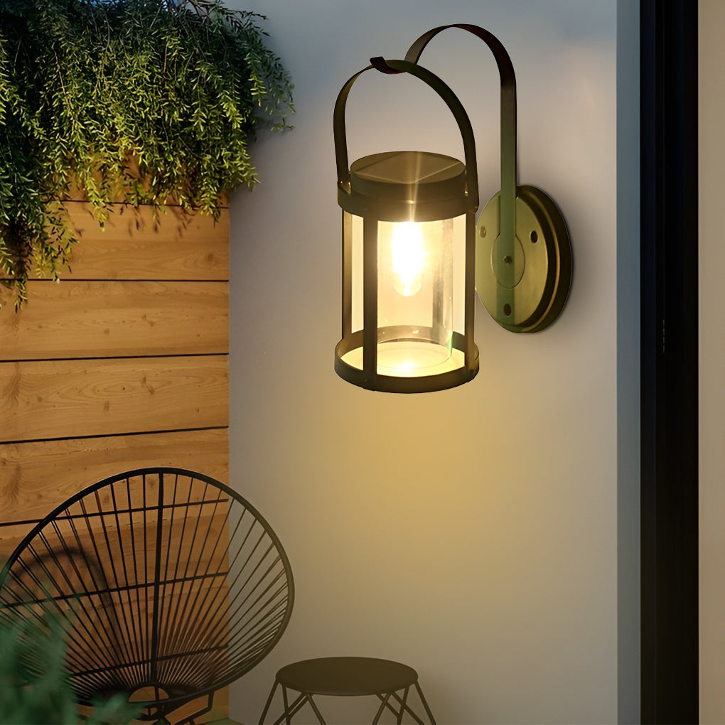 Lantern Outdoor Solar Wall Sconce — Black ABS, LED, 2800–3200K, IP Weatherproof, 5" Diameter