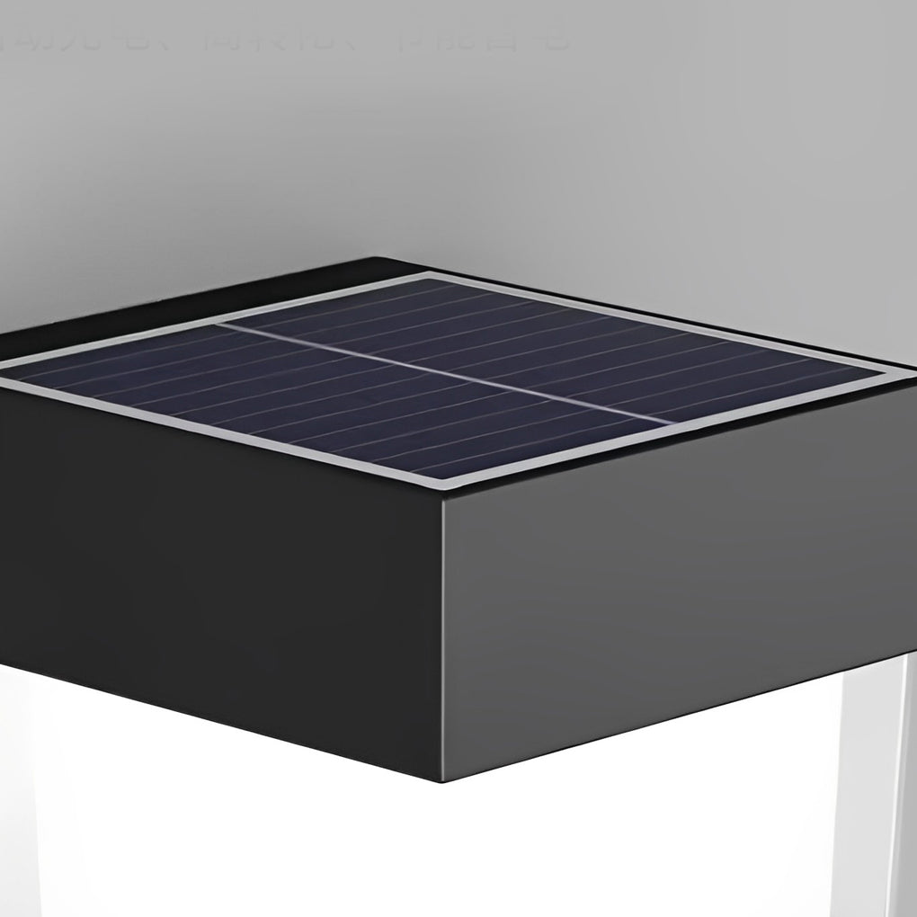 Minimalist Solar Outdoor Wall Sconce — Black Iron, LED Weatherproof, Square or Round