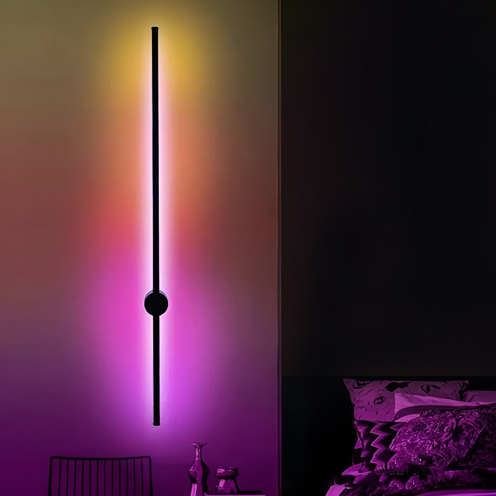 RGB LED Linear Wall Sconce — PC Shade, Remote Control, Hardwired, 110–220V, Modern Minimalist