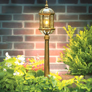 Vintage Golden Outdoor Post Light — Die-Cast Aluminum and Glass, E27, 46" H, Waterproof Rustproof