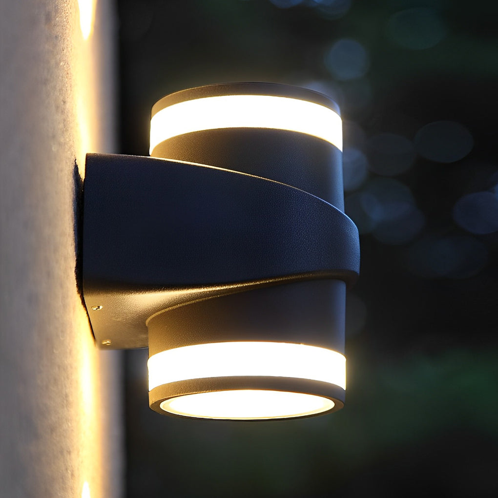 LED Waterproof Black Outdoor Wall Washer Lights - Round Up and Dawn Light