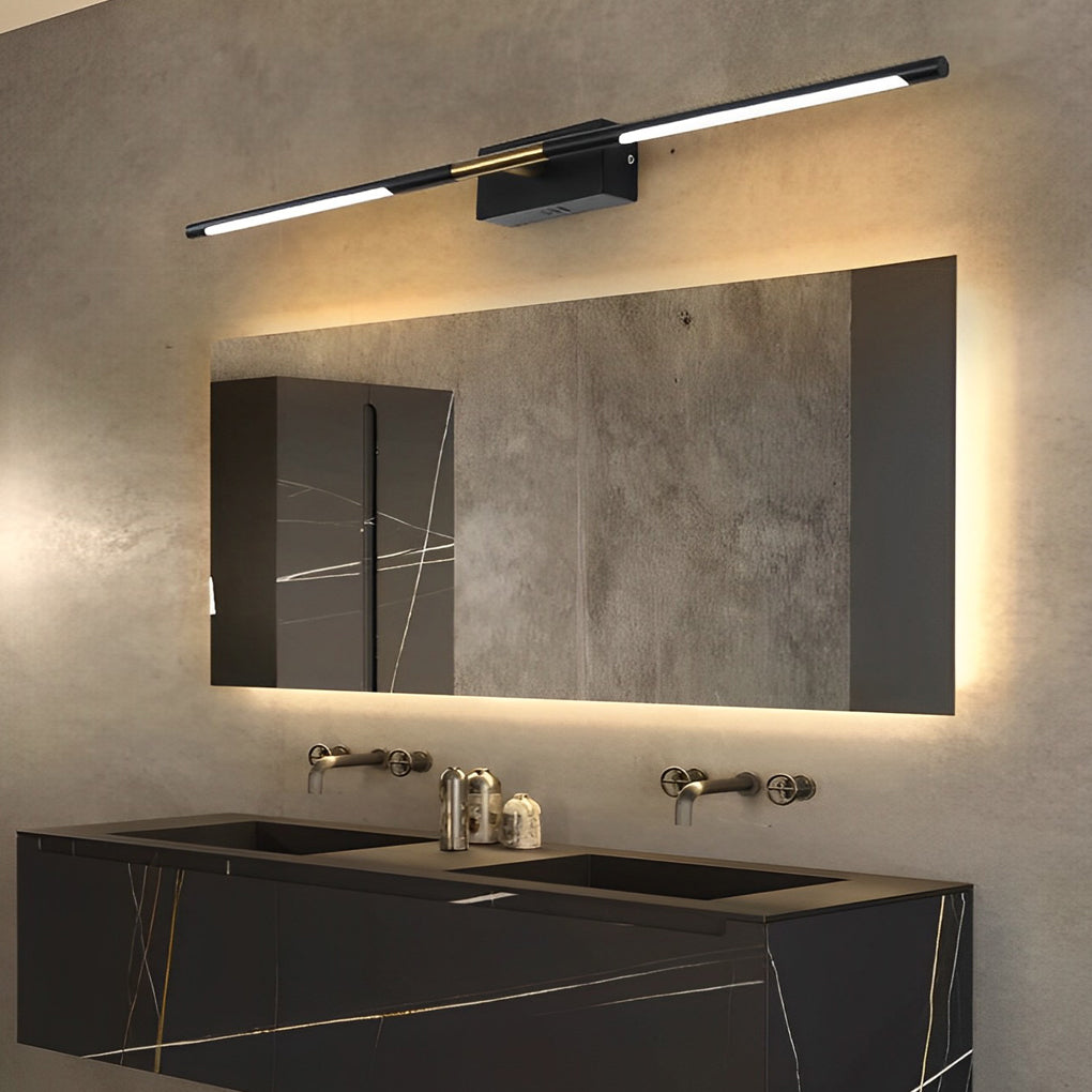 Linear LED Bathroom Vanity Light Bar — Black and Gold, Acrylic Shade, 23.6" or 39.4"