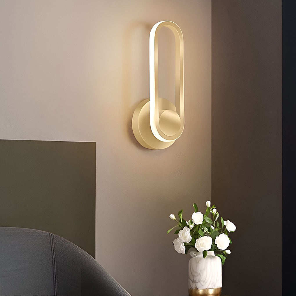 330° Rotatable Rounded-Rectangular LED Wall Sconce — Metal, Silicone Shade, Modern, Gold / Black / White