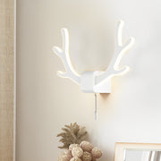 Antler Wall Sconce — Black or White Iron, LED, 8W, Pull Switch, 12" Wide