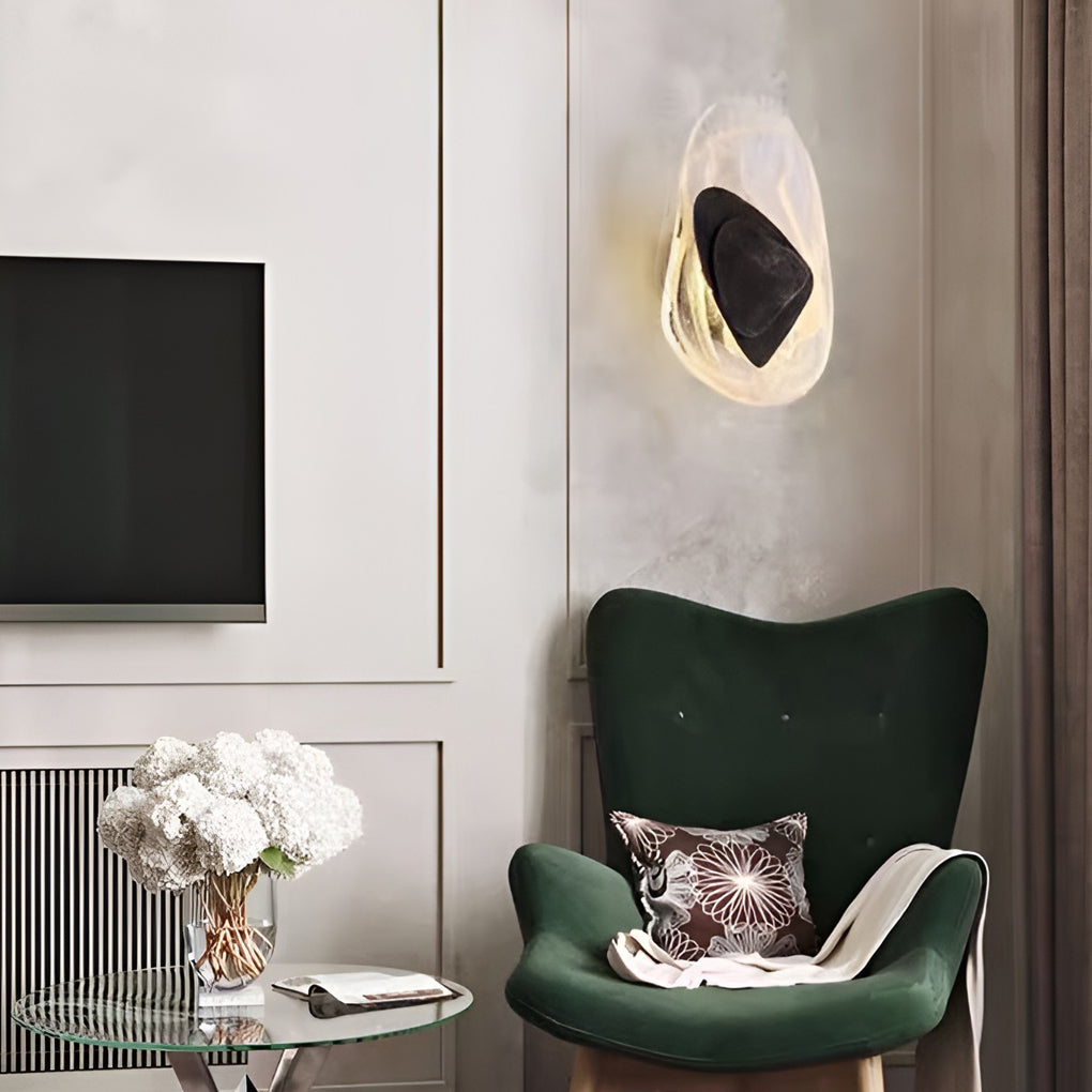 Modern Glass Wall Sconce — Wrought Iron, Three-Step Dimming, LED, Gold or Black