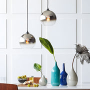 Glass Globe Mini Pendant — Modern Industrial, LED, 3-Step Dimming, 3000K/4500K/6000K, 8"/10"/12", Gold or Silver