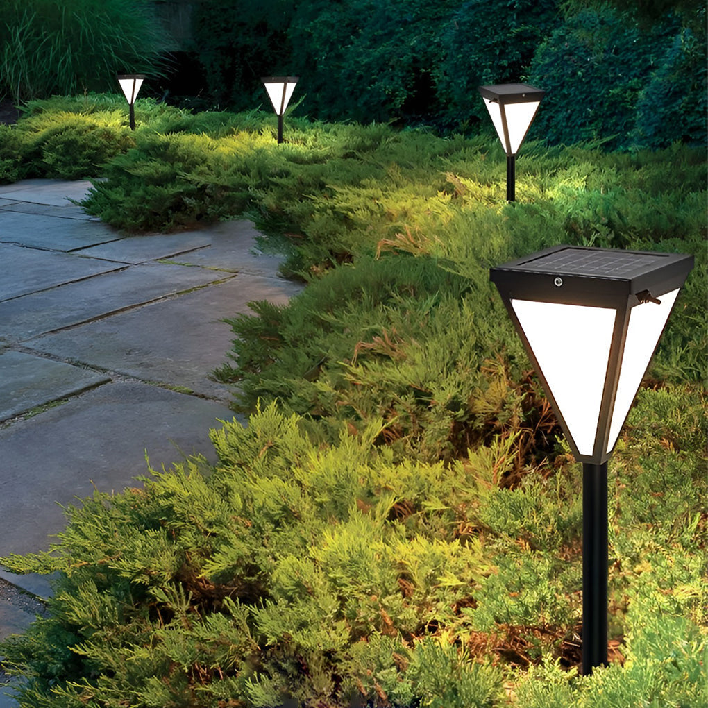 Sleek Solar LED Pathway Post Light — Black Metal, Acrylic Shade, 2.6W, 6" Wide, 30" Height
