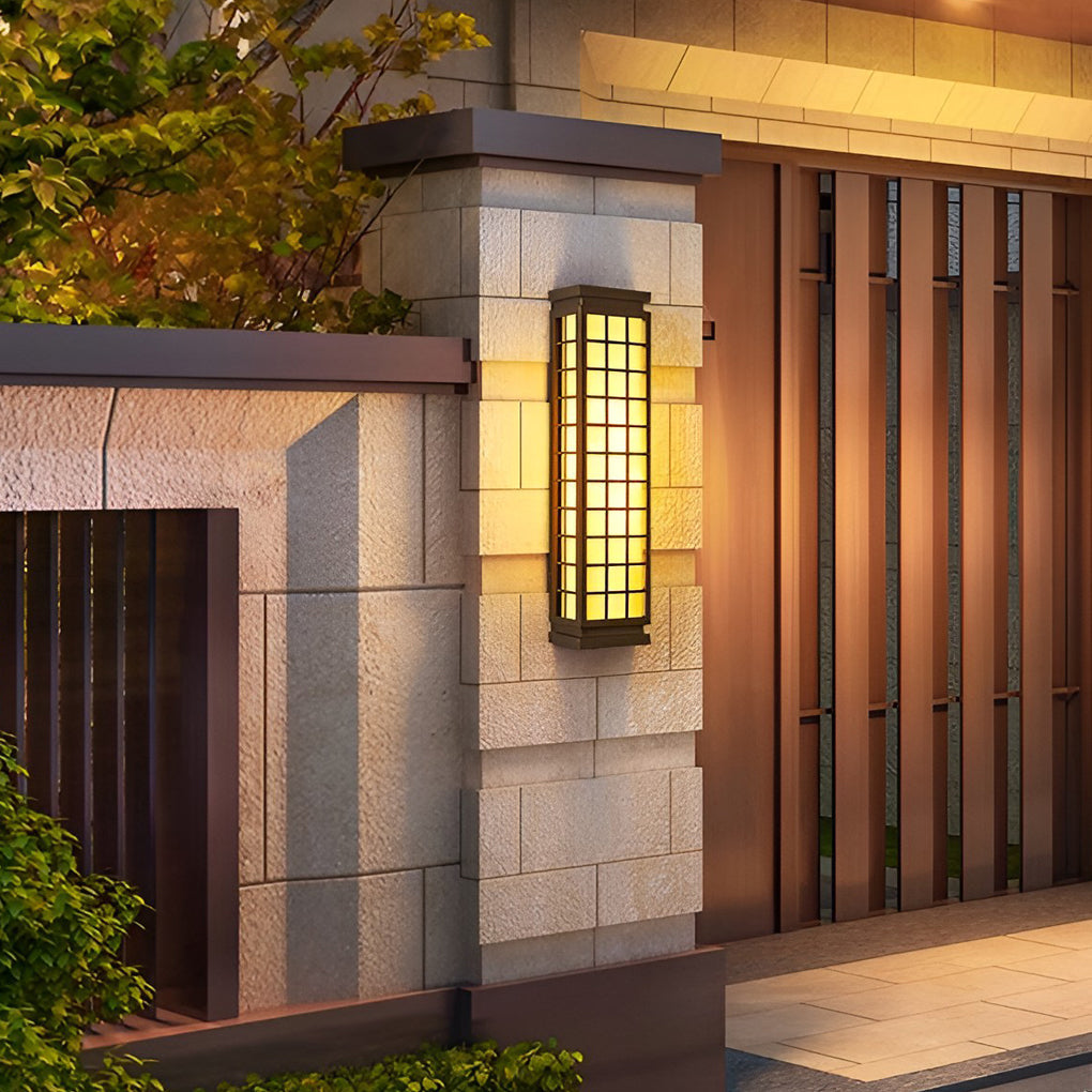 Rectangular Outdoor Wall Sconce — Stainless Steel & Imitation Marble, T5, Waterproof