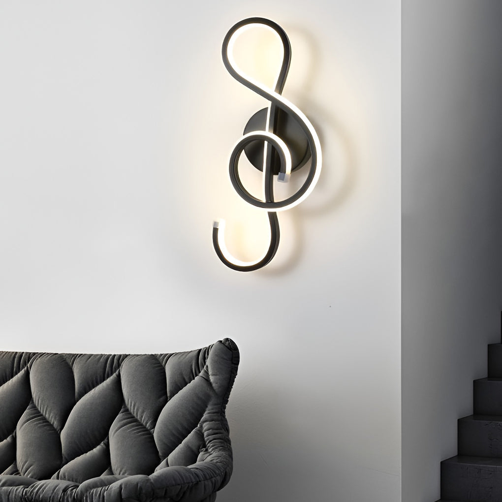 Musical Note LED Wall Sconce — Aluminum, Electroplated, Warm White / Daylight, 6.7" × 14.2"