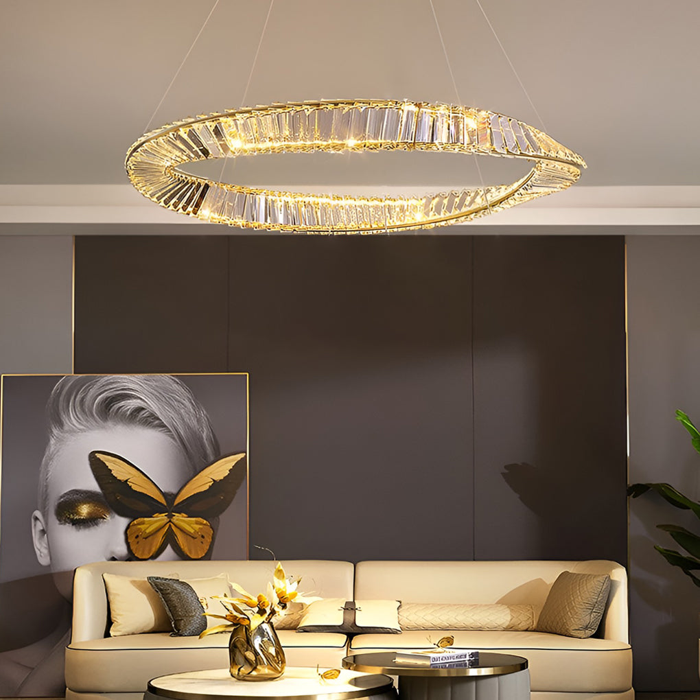 Modern Crystal Chandelier — Stainless Steel, Electroplated Finish, Stepless Dimming, Remote Control