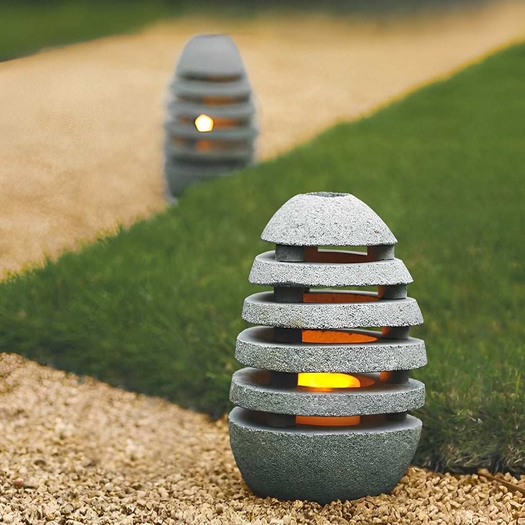 Egg-Shaped Outdoor LED Lawn Light — Resin & Acrylic, IP54 Waterproof, E27, 3000K Warm White