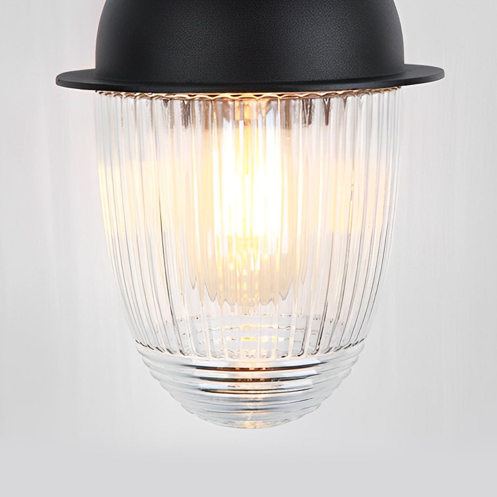 Glass Ball Outdoor Wall Sconce — Matte Black Aluminum, Waterproof, Industrial