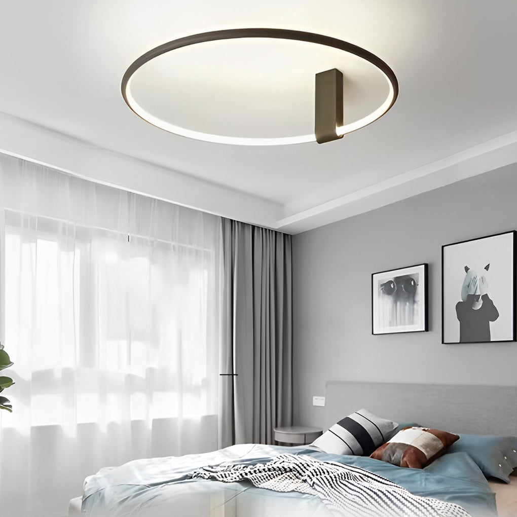 Modern Minimalist LED Semi-Flush Mount — Black Aluminum, Adjustable, 3-Step Dimming, 12"–20"