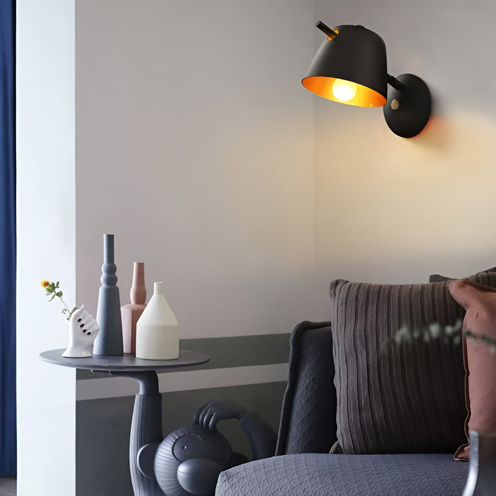 Hat-Style Minimalist Wall Sconce — Matte Iron, E27, 3000K, White / Black / Blue