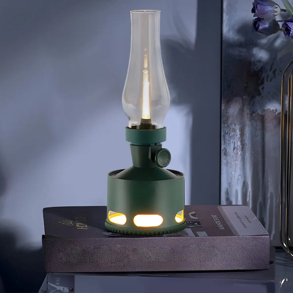 Contemporary LED Table Lamp with Battery Operation in Kerosene Style Luxe