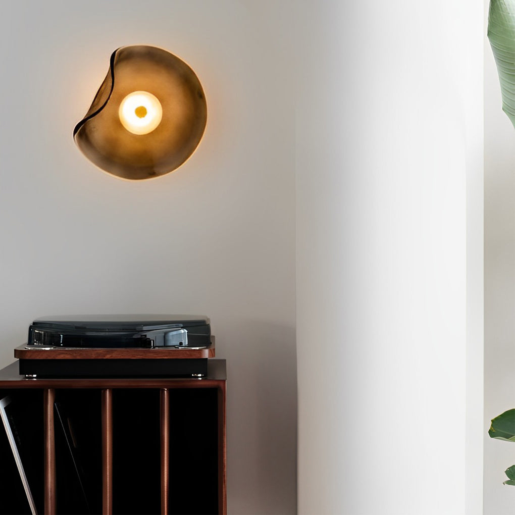 Postmodern Irregular Round Glass Wall Sconce — 10" Diffused, Warm White 3000K, Brown / Smoke Gray / Light Purple