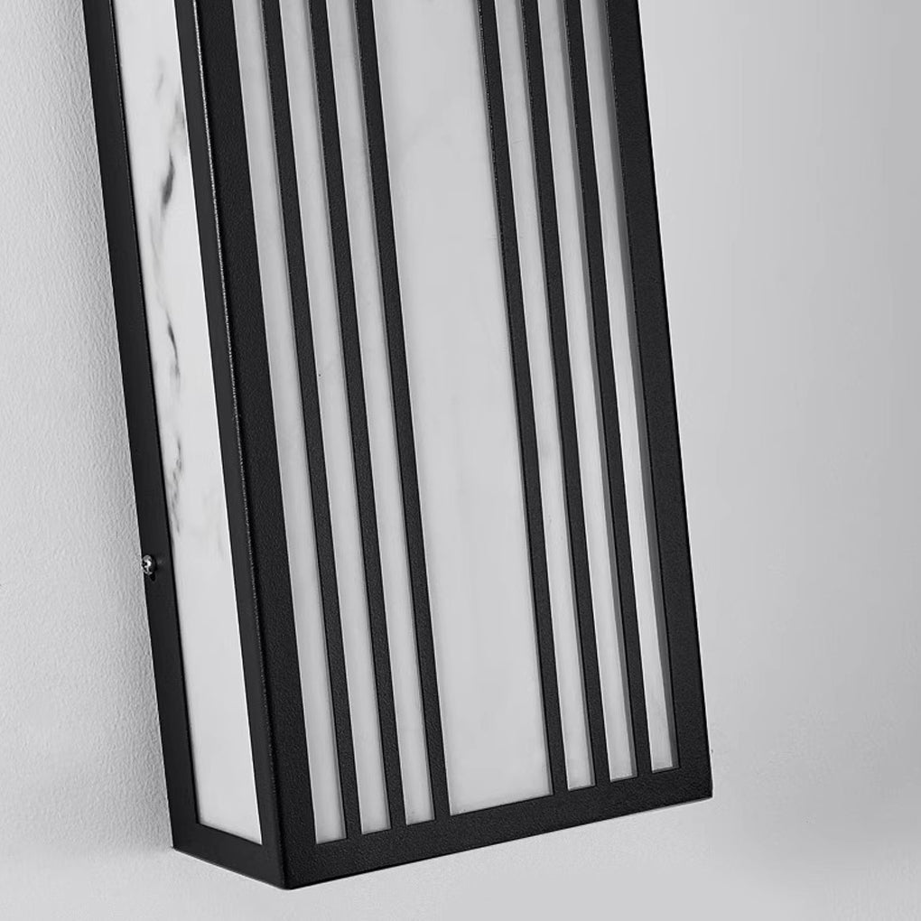 Modern Rectangular Outdoor Wall Sconce — Black Stainless Steel & Resin, LED, IP65, 12W–28W
