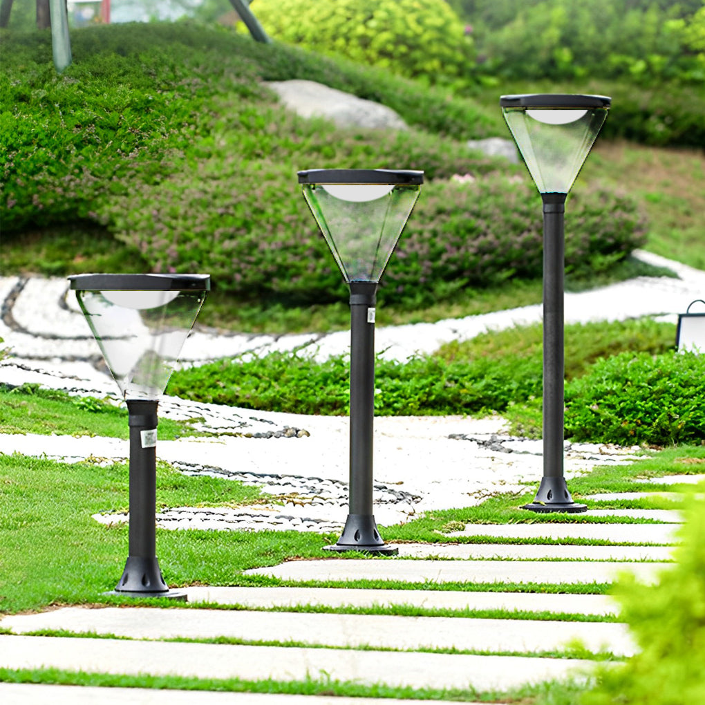 Modern Adjustable Black Solar LED Path Light — Die-Cast Aluminum & Acrylic, IP55, 6000mAh, Warm White + White
