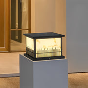 Black Retro Square Solar Fence Post Lights with 3-Step Dimming and Waterproof Design