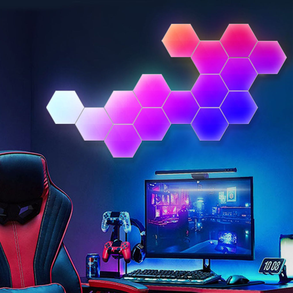 Hexagon Cellular RGBIC LED Wall Sconce Panels — Smart App & Remote Control, 4 Music Modes, 6W, 12V