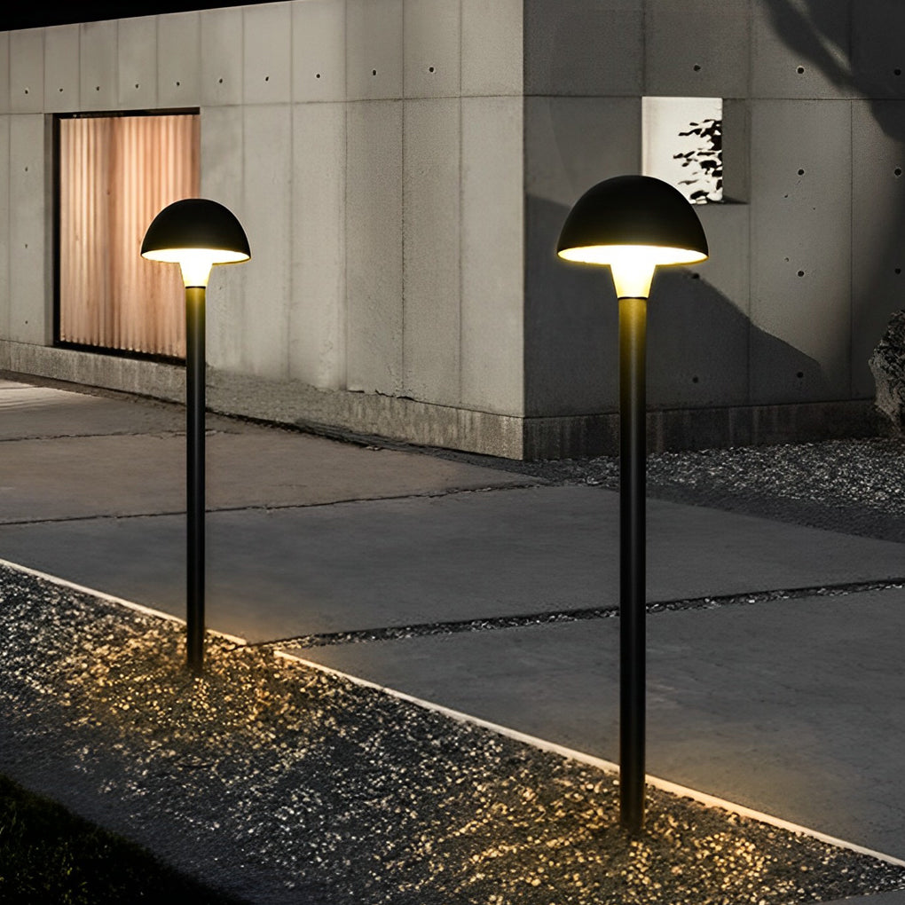 Mushroom Outdoor Bollard Light — Black Aluminum & Acrylic, LED Warm White, IP65 Weatherproof