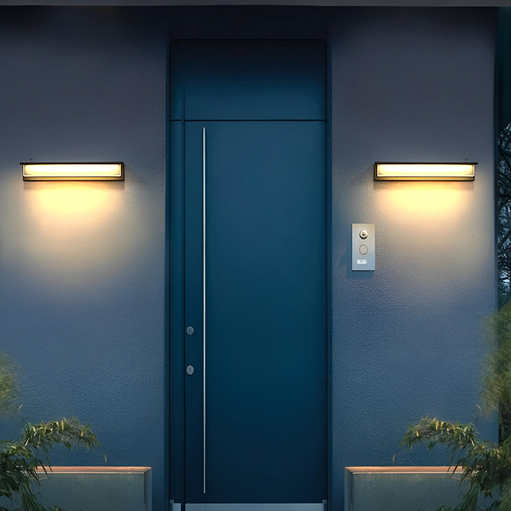 Modern Minimalist Rectangular Solar Wall Sconce — Aluminum, LED, IP54 Weatherproof, Warm White 3000K