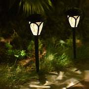 Black Solar LED Path Lights, Set of 2 — Opaque Glass Shades, Warm White 3000K, IP44, 4" x 16"