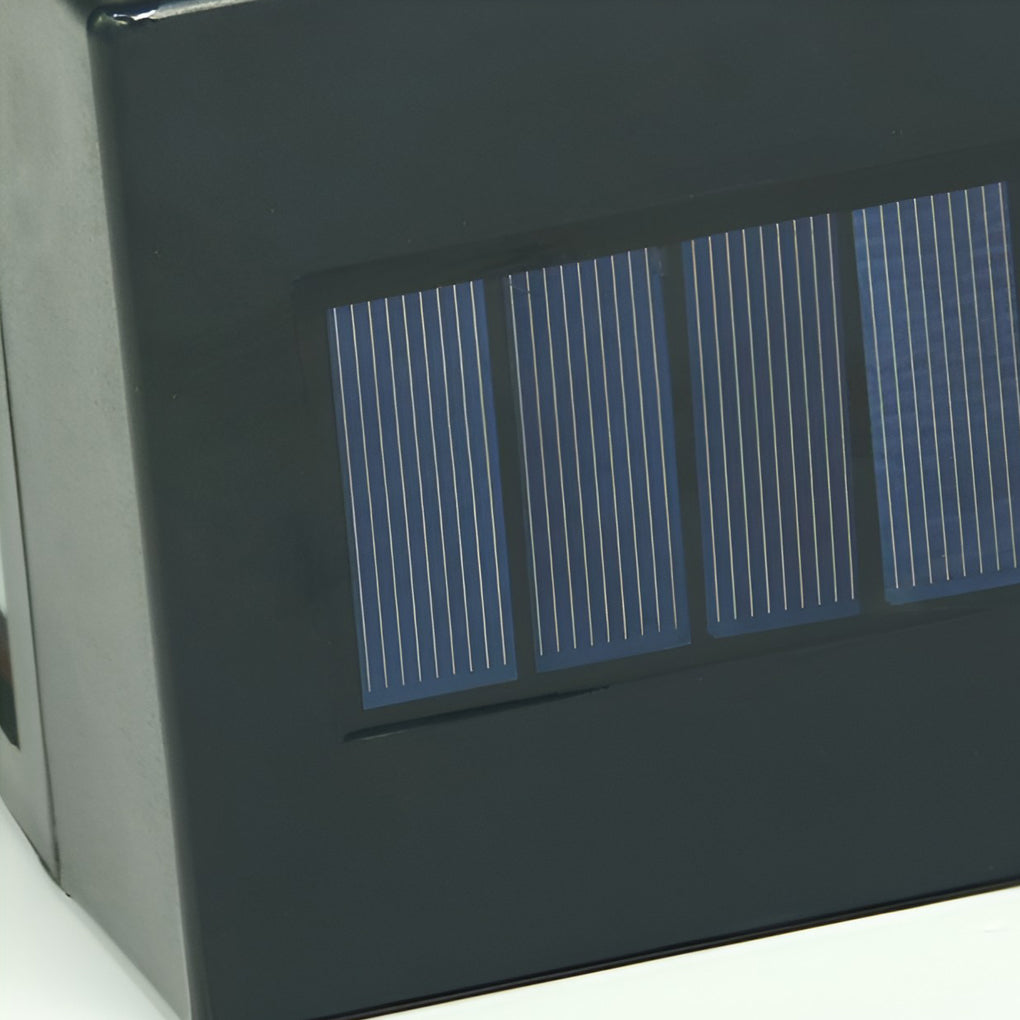 Rectangular Glass Solar Outdoor Wall Sconce — Black, LED, Light-Control Auto On/Off, Waterproof, 2800–3200K