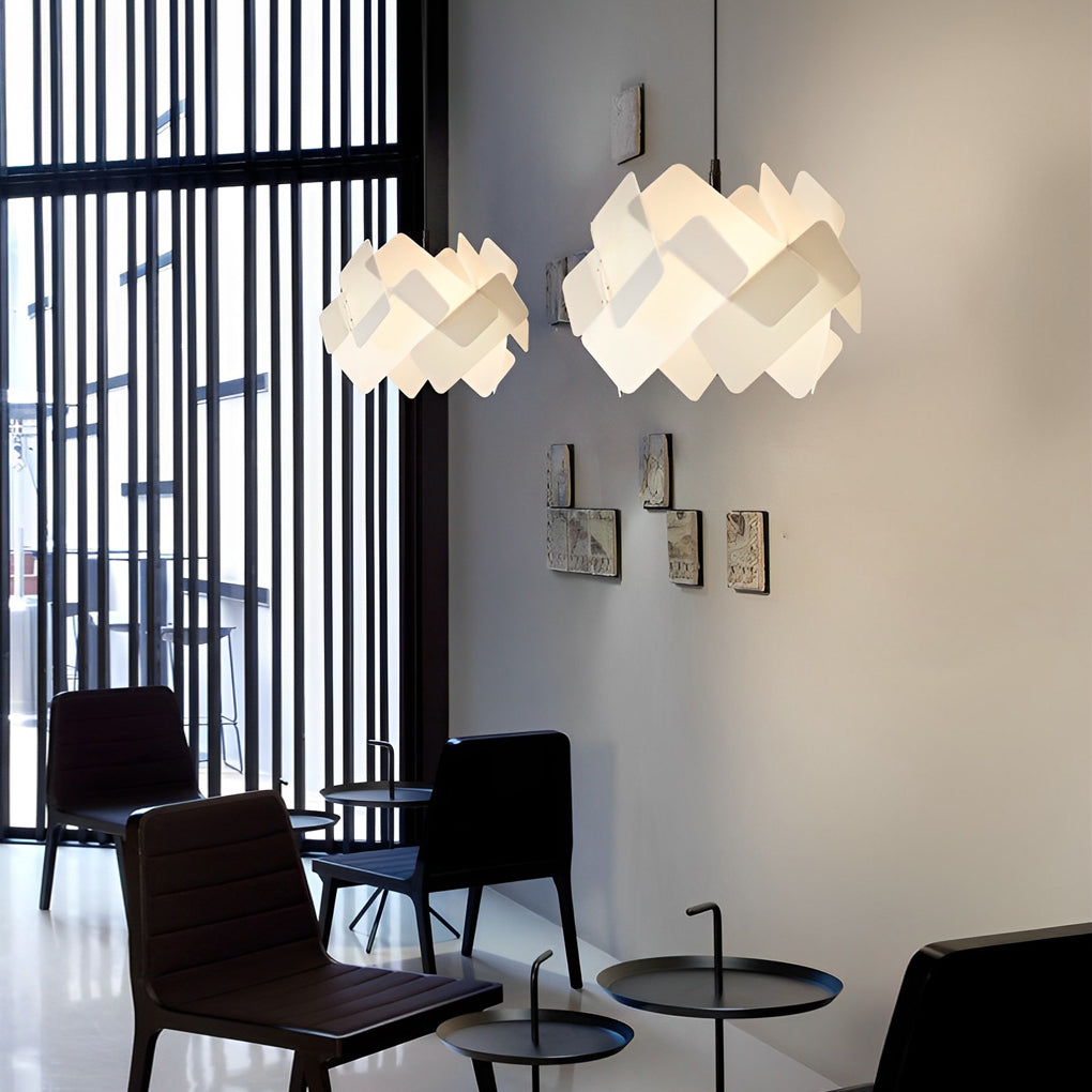 Modern Acrylic Pendant Light — 15.7" Diameter, Adjustable 59.1" Wire, White / Blue / Wood