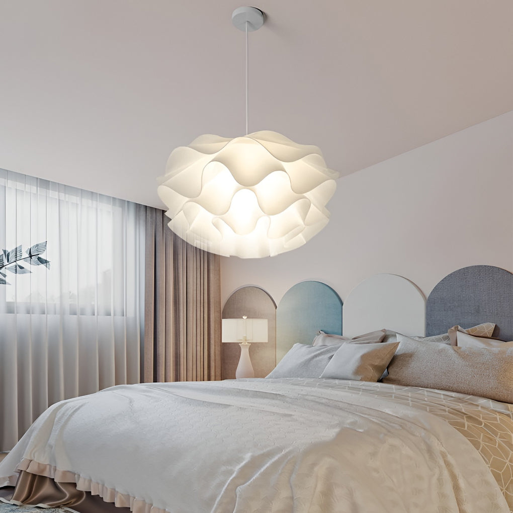 Flower-Shape Chandelier — White Acrylic, Three-Step Dimming LED, 3000K–6000K