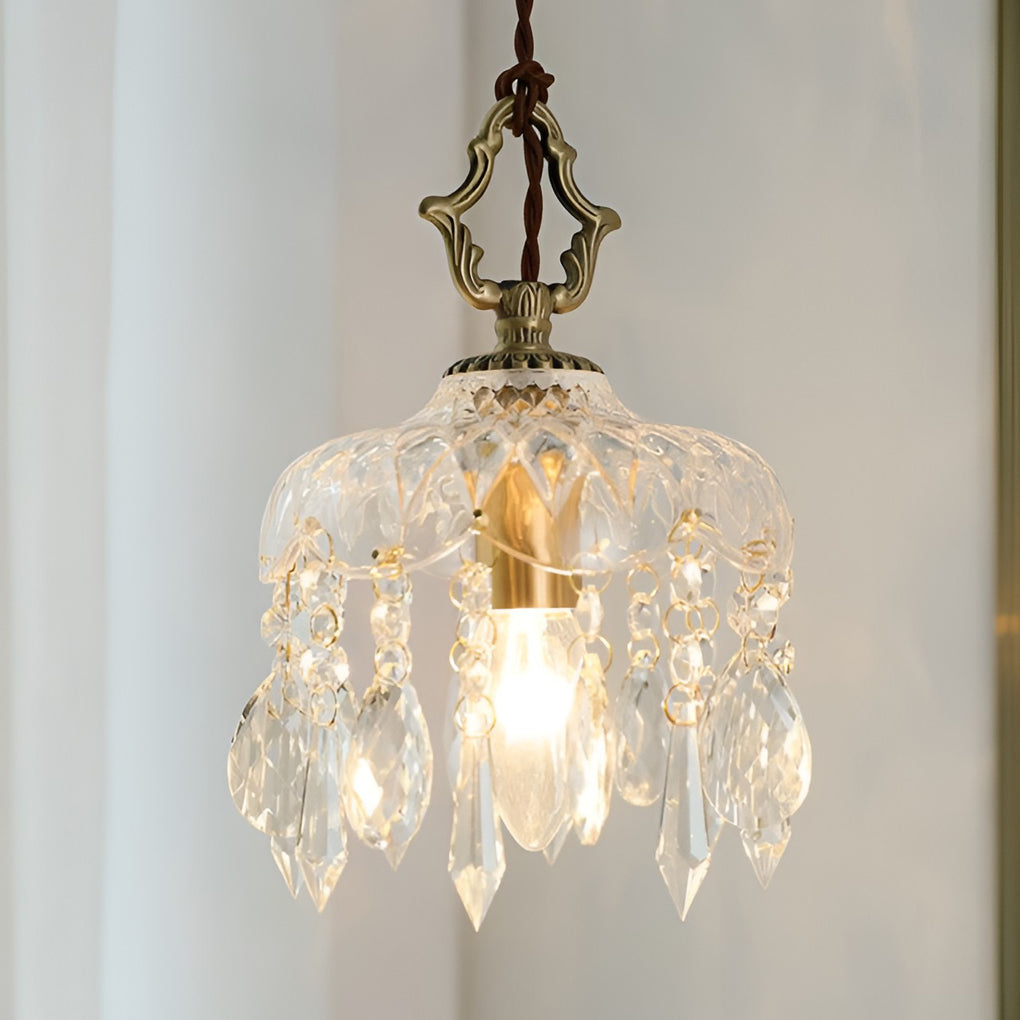 Modern Retro Mini Crystal Pendant — Copper, Glass and Crystal, LED, 6" or 8"