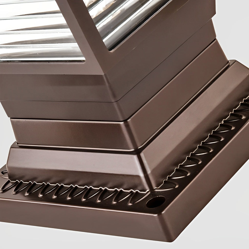 Modern Brown Aluminum Solar Fence Post Lights - Retro Waterproof Design