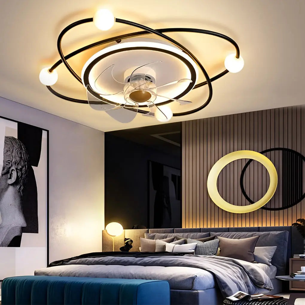 Nordic Ceiling Fan Light with Creative Intelligent Mute and Stepless Dimming LED Luxe