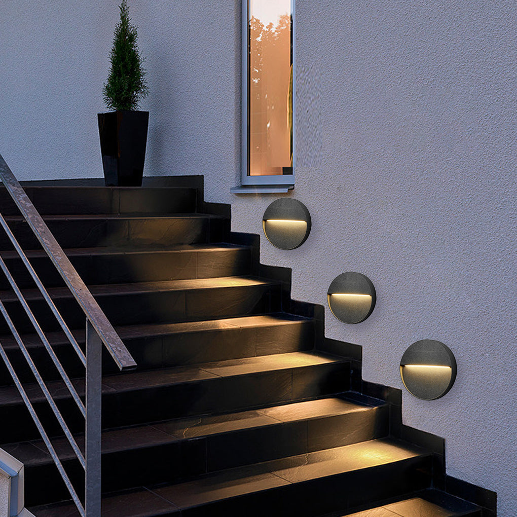 round waterproof outdoor stair lights creative wall sconces for steps and stairways