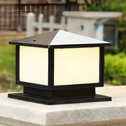 Square Solar Fence Post Light — Aluminum, Black, Three-Step Dimming, Waterproof